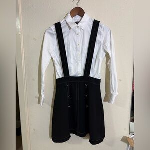 Women’s 2pc Banana Republic White Tailored Shirt Size 0 Zara Black Mini-Skirt XS